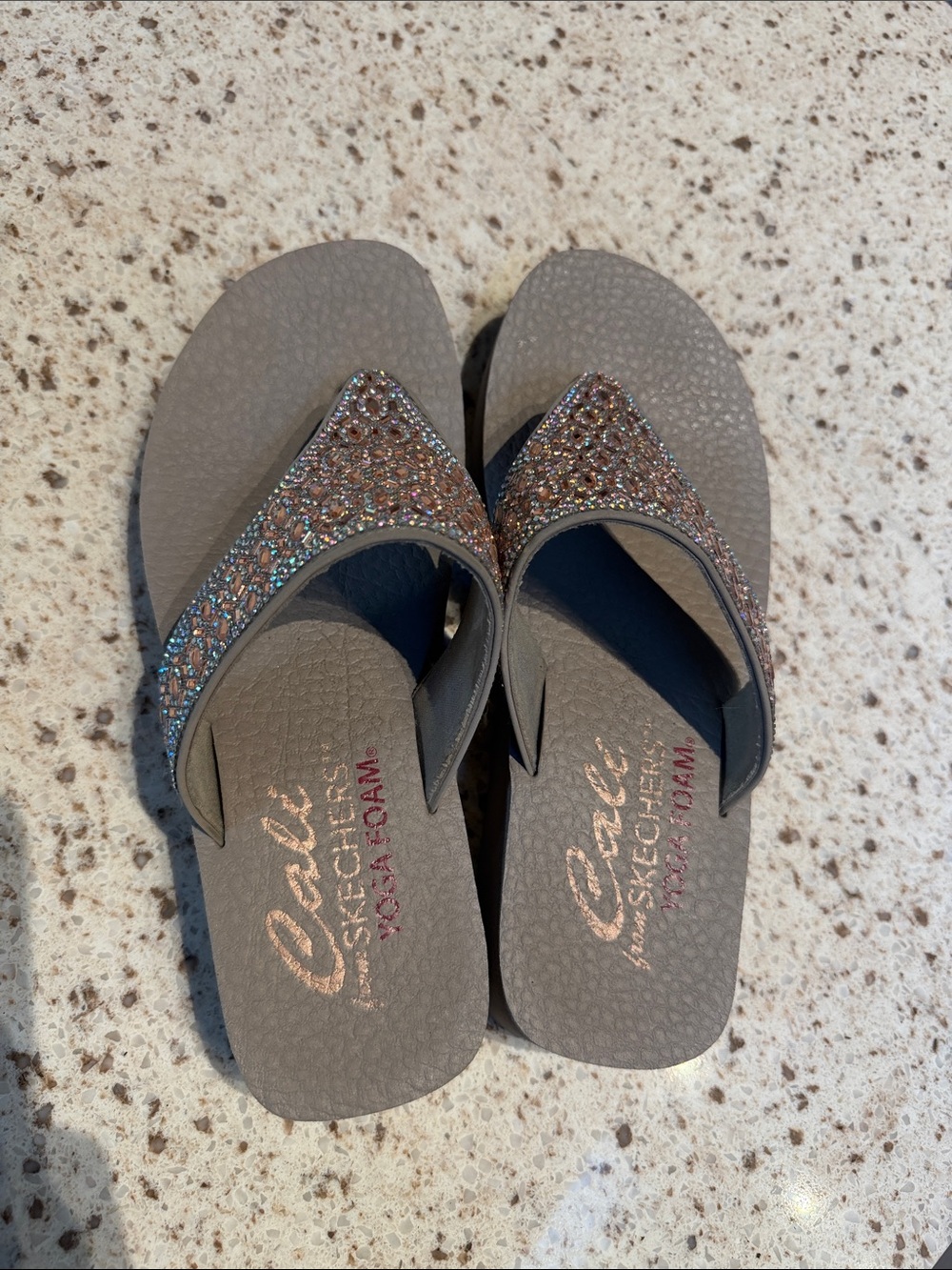 Skechers Cali Taupe Rhinestone Thong Sandals - Picture 6 of 6